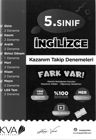 İNGİLİZCE KAZANIM TAKİP DENEMELERİ FARK VAR Zeta Fotokopi