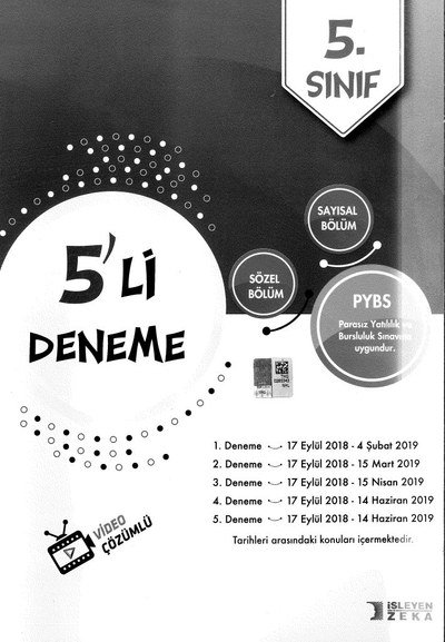 5'Lİ DENEME VİDEO ÇÖZÜMLÜ Zeta Fotokopi