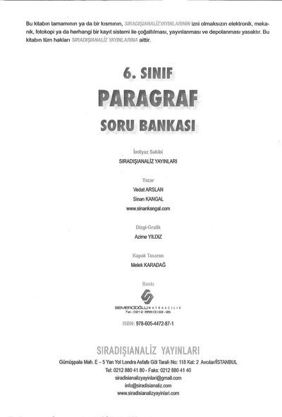 PARAGRAF SORU BANKASI