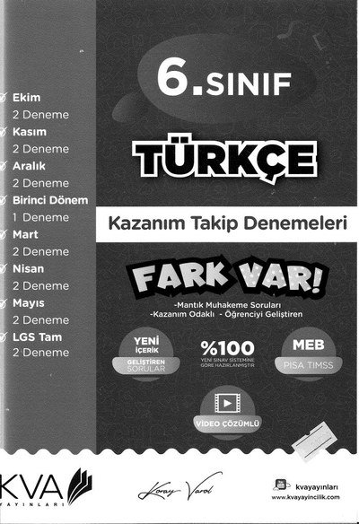 TÜRKÇE KAZANIM TAKİP DENEMELERİ FARK VAR