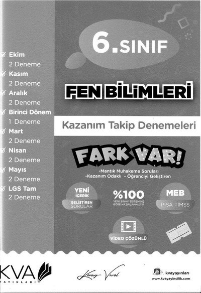 FEN BİLİMLERİ KAZANIM TAKİP DENEMELERİ FARK VAR