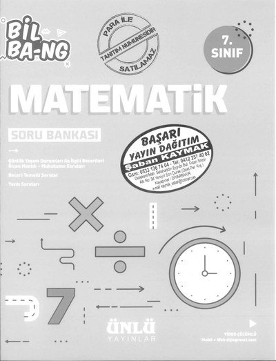 MATEMATİK BİL BA-NG SORU BANKASI Zeta Fotokopi