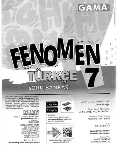 FENOMEN TÜRKÇE SORU BANKASI Zeta Fotokopi