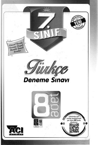 TÜRKÇE DENEME SINAVI 8 ADET Zeta Fotokopi