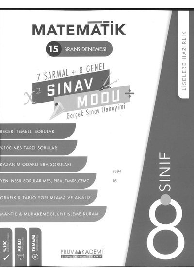 MATEMATİK 15 BRANŞ DENEMESİ Zeta Fotokopi