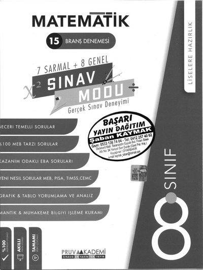 MATEMATİK 15 BRANŞ DENEMESİ Zeta Fotokopi