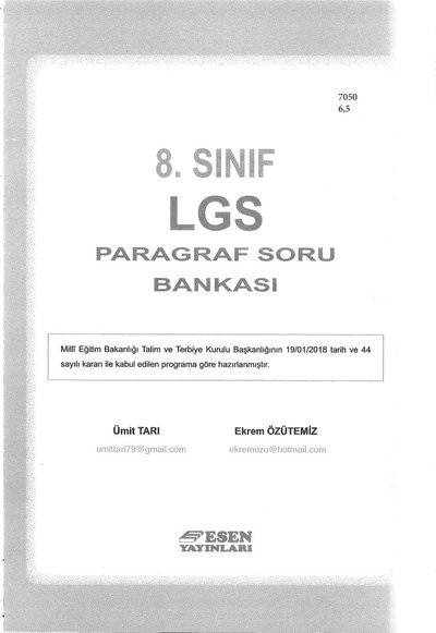 LGS PARAGRAF SORU BANKASI Zeta Fotokopi