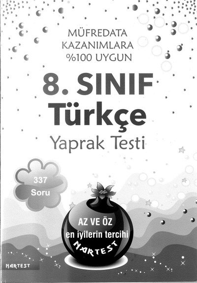 TÜRKÇE YAPRAK TESTİ 337 SORU Zeta Fotokopi