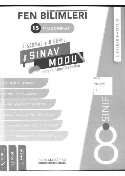 15 BRANŞ DENEMESİ SINAV MODU FEN BİLİMLERİ Zeta Fotokopi