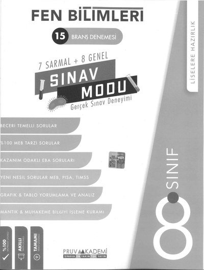 FEN BİLİMLERİ 15 BRANŞ DENEMESİ SINAV MODU Zeta Fotokopi