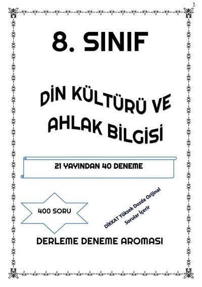 DİN KÜLTÜRÜ VE AHLAK BİLGİSİ 21 YAYINDAN 40 DENEME Zeta Fotokopi