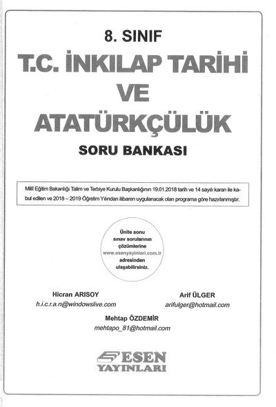 T.C. İNKILAP TARİHİ VE ATATÜRKÇÜLÜK SORU BANKASI Zeta Fotokopi