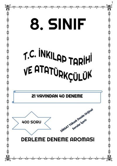 T.C. İNKILAP TARİHİ VE ATATÜRKÇÜLÜK 21 YAYINDAN 40 DENEME Zeta Fotokopi