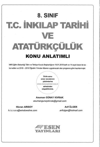 T.C. İNKILAP TARİHİ VE ATATÜRKÇÜLÜK KONU ANLATIMLI Zeta Fotokopi