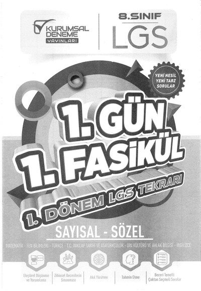 1. GÜN 1. FASİKÜL 1.DÖNEM LGS TEKRARI SAYISAL - SÖZEL Zeta Fotokopi