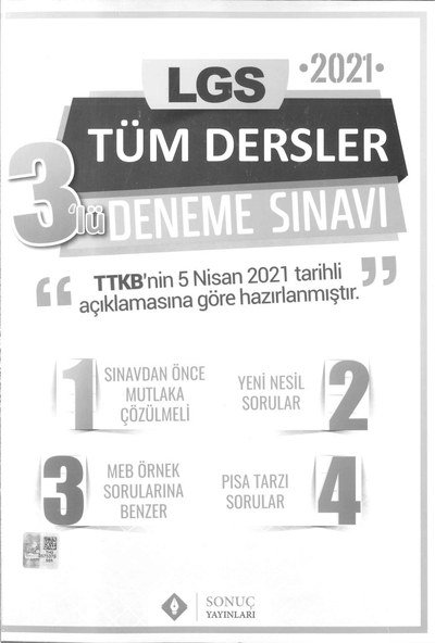 LGS TÜM DERSLER 3'LÜ DENEME SINAVI Zeta Fotokopi