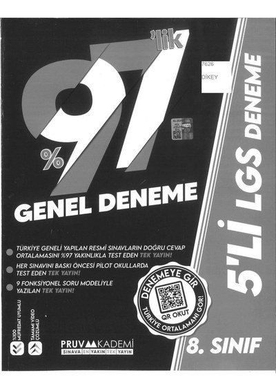 %97'LİK GENEL DENEME 5'Lİ LGS DENEME Zeta Fotokopi