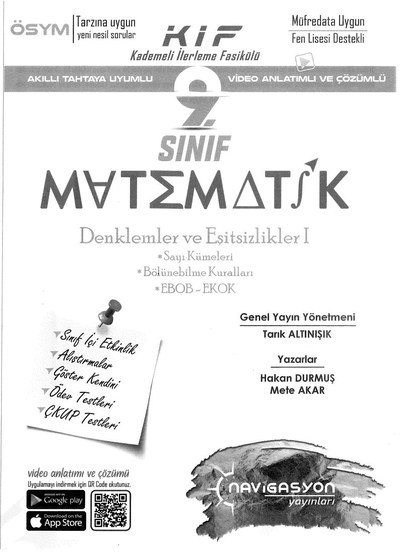 KADEMELİ İLERLEME FASİKÜLÜ MATEMATİK DENKLEMLER VE EŞİTSİZLİKLER 1 Zeta Fotokopi