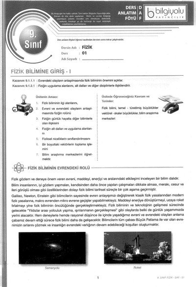 DERS ANLATIM FÖYÜ FİZİK Zeta Fotokopi