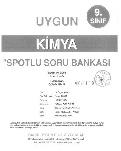 KİMYA SPOTLU SORU BANKASI Zeta Fotokopi
