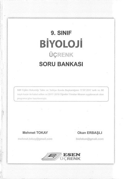 BİYOLOJİ ÜÇRENK SORU BANKASI Zeta Fotokopi