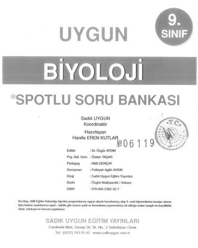 BİYOLOJİ SPOTLU SORU BANKASI Zeta Fotokopi