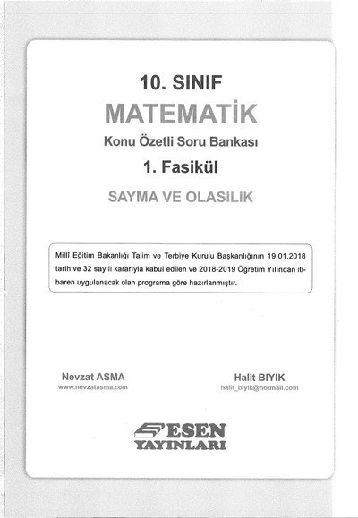MATEMATİK KONU ÖZETLİ SORU BANKASI 1. FASİKÜL SAYMA VE OLASILIK Zeta Fotokopi