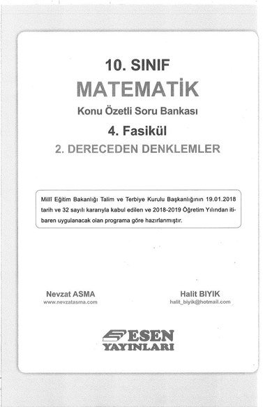 MATEMATİK KONU ÖZETLİ SORU BANKASI 4. FASİKÜL 2. DERECEDEN DENKLEMLER Zeta Fotokopi