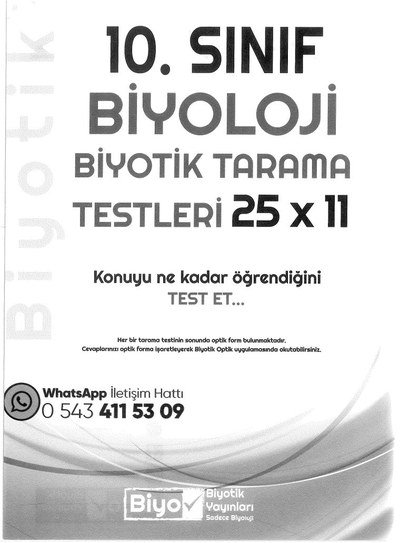 BİYOLOJİ BİYOTİK TARAMA TESTLERİ 25x11 KONUYU NE KADAR ÖĞRENDİĞİNİ TEST ET Zeta Fotokopi