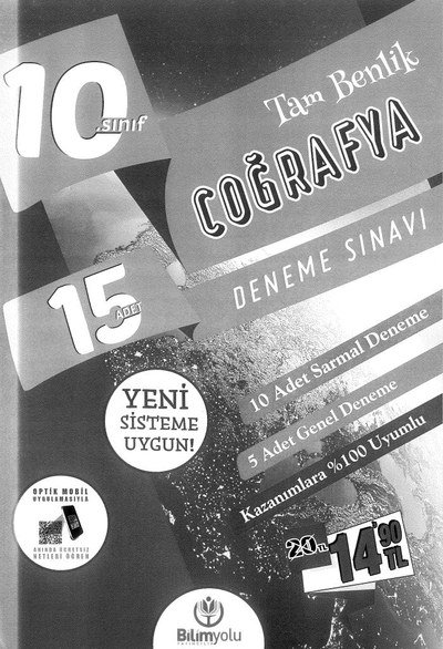 15 ADET COĞRAFYA DENEME SINAVI TAM BENLİK Zeta Fotokopi