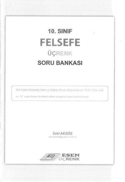 FELSEFE ÜÇRENK SORU BANKASI Zeta Fotokopi