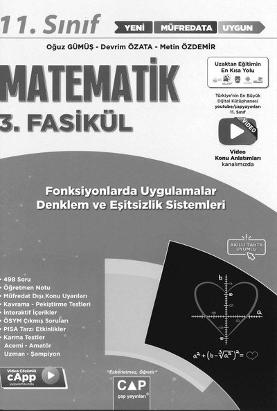 MATEMATİK 3. FASİKÜL FONKSİYONLARDA UYGULAMALAR DENKLEM VE EŞİTSİZLİK SİSTEMLERİ Zeta Fotokopi