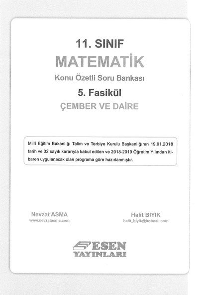MATEMATİK KONU ÖZETLİ SORU BANKASI 5. FASİKÜL ÇEMBER VE DAİRE Zeta Fotokopi