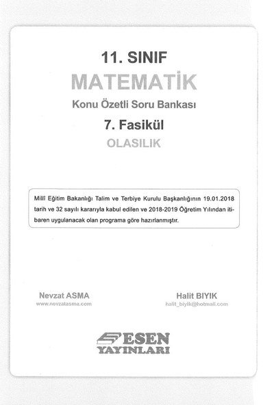 MATEMATİK KONU ÖZETLİ SORU BANKASI 7. FASİKÜL OLASILIK Zeta Fotokopi