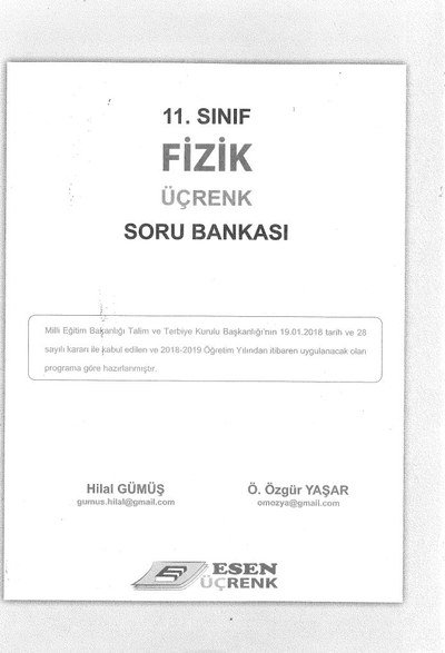 FİZİK ÜÇRENK SORU BANKASI