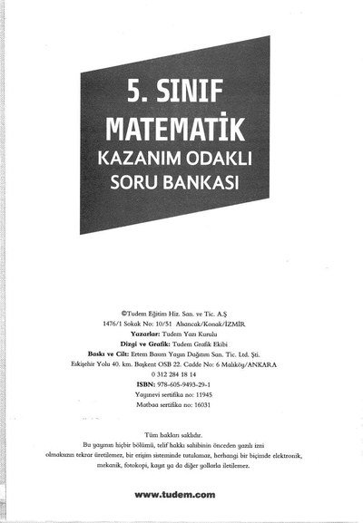 MATEMATİK KAZANIM ODAKLI SORU BANKASI Zeta Fotokopi