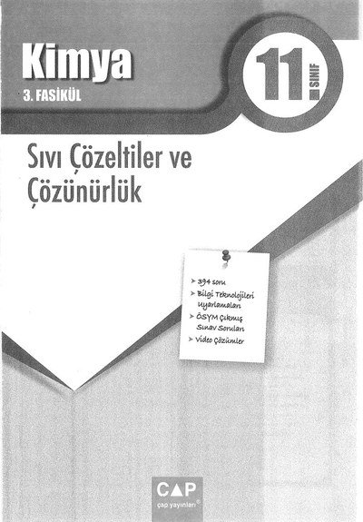 KİMYA 3. FASİKÜL SIVI ÇÖZELTİLER VE ÇÖZÜNÜRLÜK Zeta Fotokopi