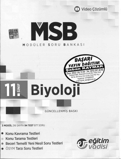 MODÜLER SORU BANKASI BİYOLOJİ GÜNCELLENMİŞ BASKI Zeta Fotokopi