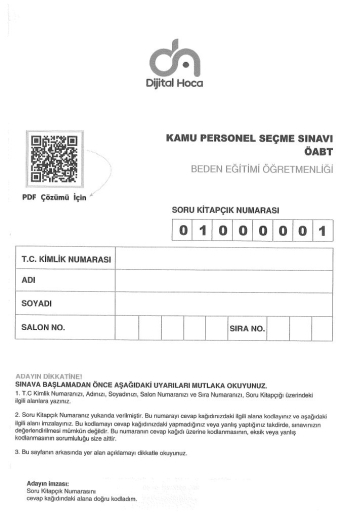 BEDEN EĞİTİMİ ÖĞRETMENLİĞİ 6*75 DENEME SINAVI