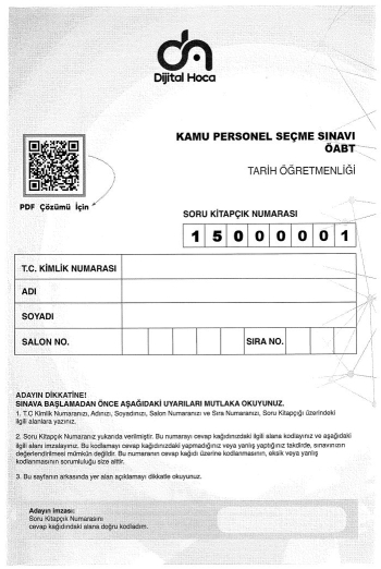 TARİH ÖĞRETMENLİĞİ 6*75 DENEME Zeta Fotokopi