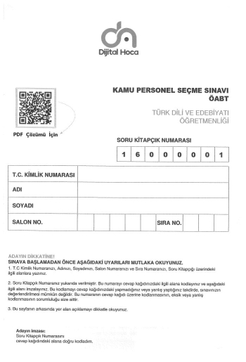 TÜRK DİLİ VE EDEBİYATI ÖĞRETMENLİĞİ 6*75 DENEME Zeta Fotokopi