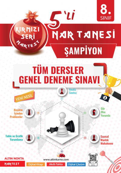 8. Sınıf Kırmızı Tüm Dersler 5 Li Deneme Sınavı Şampiyon Nartest Yayınları Zeta Fotokopi