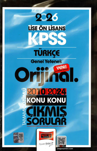 2026 KPSS Lise-Önlisans Türkçe Orijinal 2010-2024 Konu Konu Çıkmış Sorular Yargı Yayınları Zeta Fotokopi