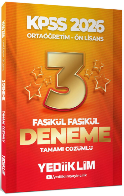 2026 Kpss Ortaöğretim-Önlisans Genel Yetenek Genel Kültür Tamamı Çözümlü 3 Yıldız Fasikül Deneme Yediiklim Yayınları Zeta Fotokopi