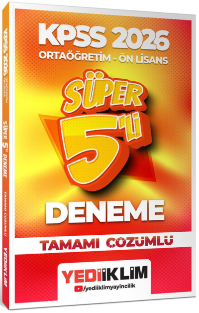 2026 Kpss Ortaöğretim-Önlisans Genel Yetenek Genel Kültür Tamamı Çözümlü Süper 5 Deneme Yediiklim Yayınları Zeta Fotokopi