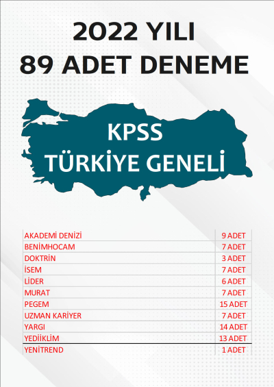 89 ADET TG DENEME 2022 YILI TG LİSTEMİZDEKİ TÜM YAYINLARI KAPSAR (TG160-TG170 ARASI) Zeta Fotokopi