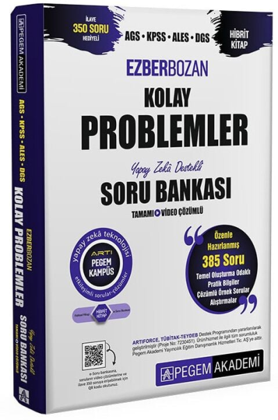 2025 MEB AGS KPSS ALES DGS Kolay Problemler Ezberbozan Soru Bankası Çözümlü Pegem Akademi Yayınları Zeta Fotokopi