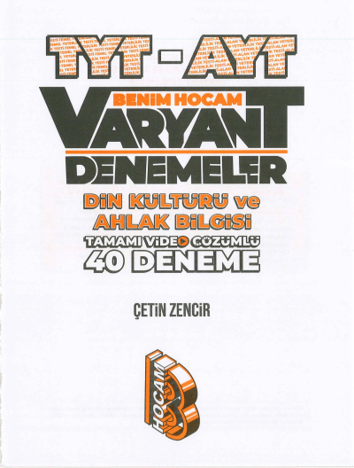 TYT-AYT DİN KÜLTÜRÜ VE AHLAK BİLGİSİ VARYANT 40 DENEME Zeta Fotokopi