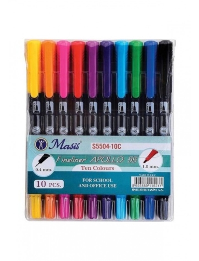 Masis Fineliner Apollo 55 İki Uçlu Kalem 10Lu Zeta Fotokopi