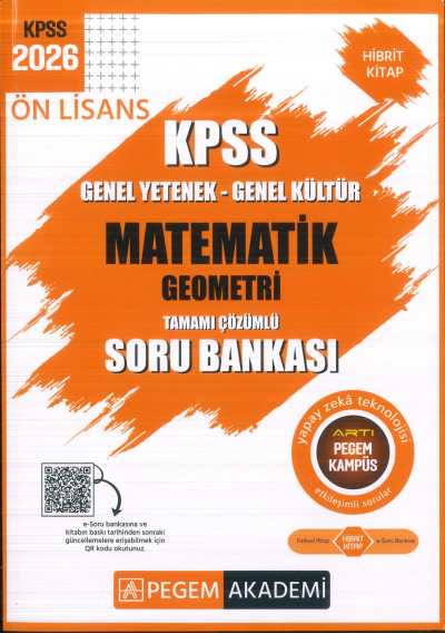 Ön Lisans KPSS Matematik-Geometri Tamamı Çözümlü Soru Bankası Pegem Akademi Zeta Fotokopi